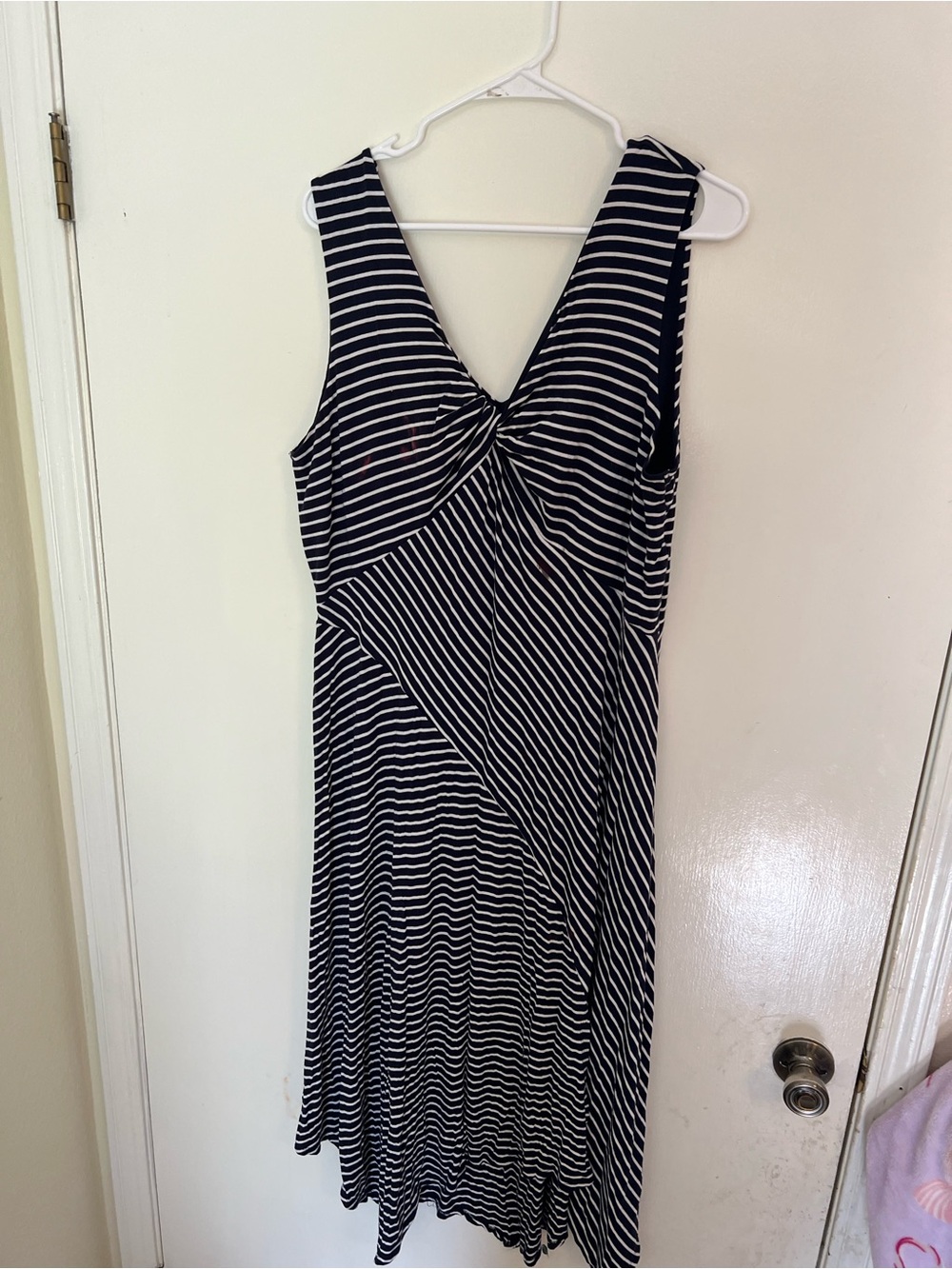 Spense Black and White Striped V-Neck Maxi Dress
